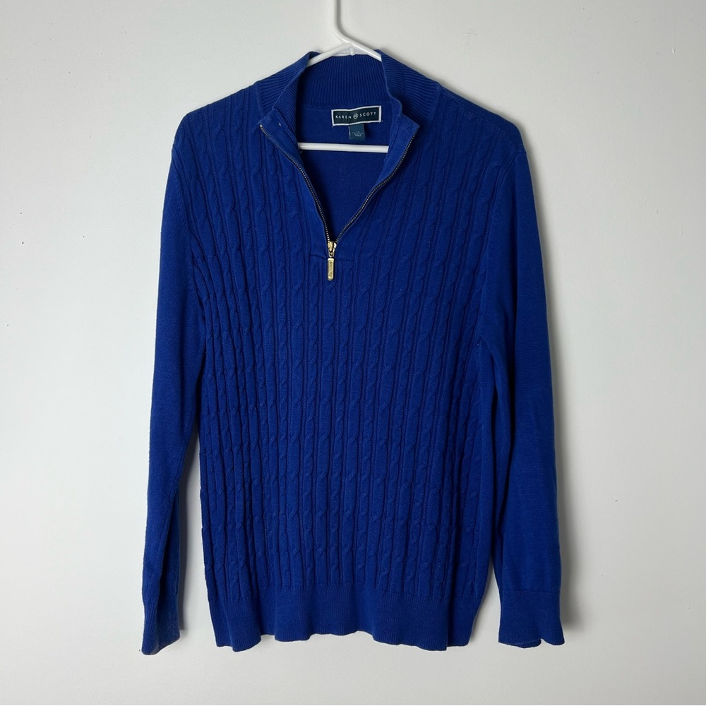 Karen Scott Men's Blue Zip-Up Sweater